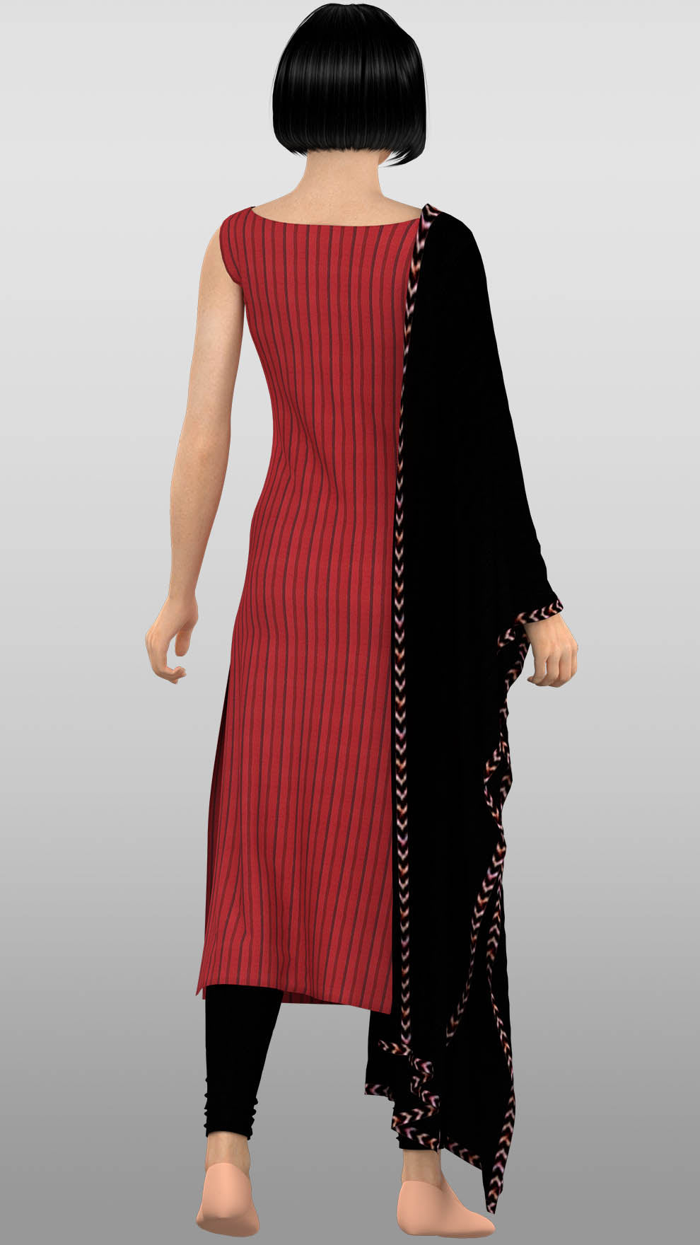 Dark Green Round Neck Kurta With Purple Pants And Dupatta